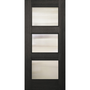 Continental 3 Lite Mahogany Door, Charcoal, Right Hand in-Swing
