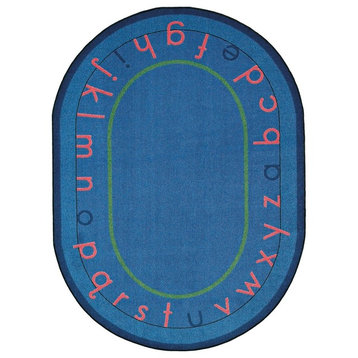 Kid Essentials Rug, Montessori Alphabet, 5'4"x7'8" Oval