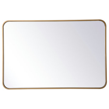 Soft Corner Metal Rectangular Mirror 24X36", Brass