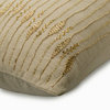 Decorative 12"x12" Zardozi Beige Gold Linen Pillows For Couch, Gold Twinkling