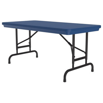 UrbanPro 22-32" Adjustable Plastic Resin & Steel Folding Table in Blue/Black