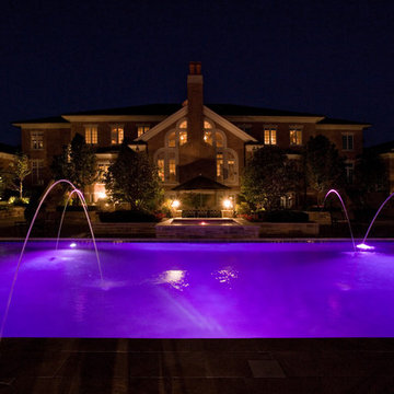 Lake Forest, IL Swimming Pool and Raised Hot Tub with Laminar Fountains