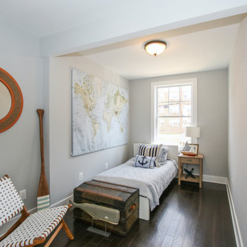 Basement remodeled with bedroom space and extra closet space in Vienna