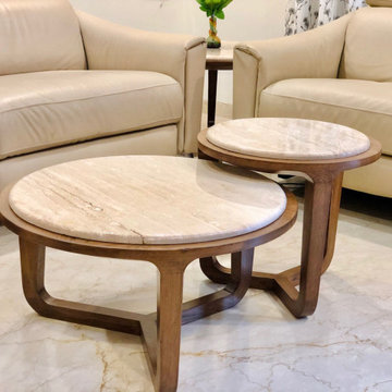 Solid Wood Curved Round Coffee Table