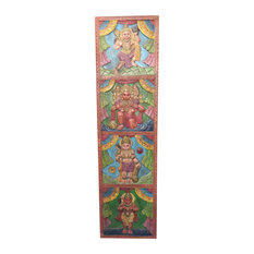 Vintage Hindu God Hanuman Wall Panel Wooden Temple Sculpture Wall Art Wall Decor