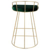 LumiSource Canary 26" Counter Stool, Gold and Green Velvet, Set of 2