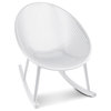Set of 2 Plastic Rocking Lounge Chair Perforated Egg Shaped Seat Indoor/Outdoor, White