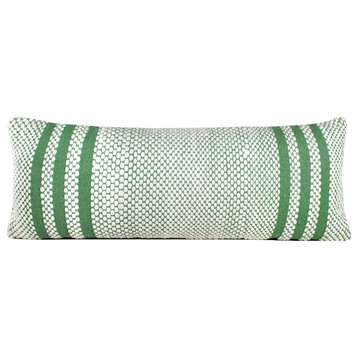 Going Green Striped Handwoven Lumbar Throw Pillow