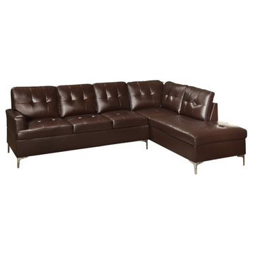 Lexicon Barrington Faux Leather Sectional Sofa in Brown