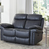 Hudson Power Reclining Top Grain Leather Loveseat, Blue