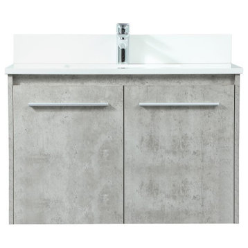 Elegant VF44530MCG-BS 30" Single Bathroom Vanity, Concrete Gray