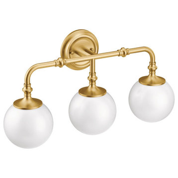 Moen YB0563BG CSI Colinet Three Globe Bath Sconce Light, Brushed Gold