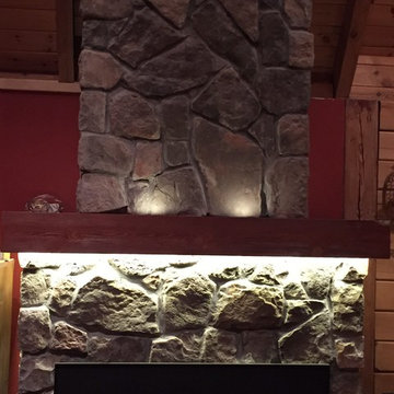 Plymouth, NH, Log home, kitchen, bath and fireplace
