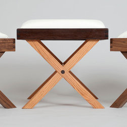 X-Base Stools - Leather Upholstery - Footstools And Ottomans