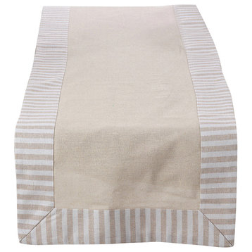 Stripe Pattern Border Linen Cotton Table Runner