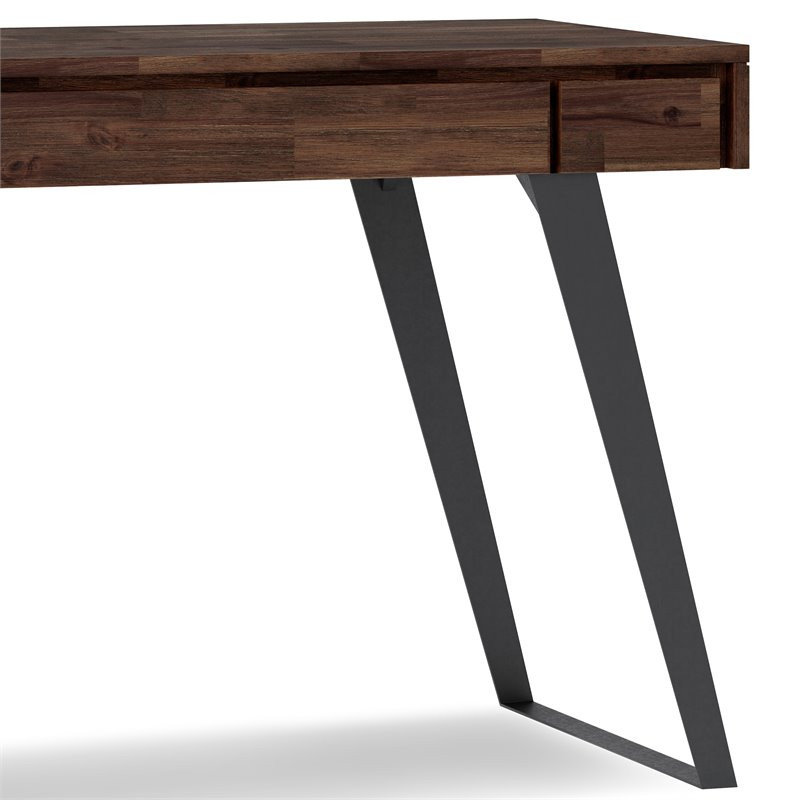 Simpli Home Lowry 44" Solid Wood Writing Desk in Distressed Charcoal ...