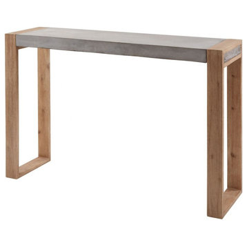 Lightweight Concreate Top Console Table in Atlantic Brushed Finish Wooden Sled