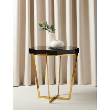 Safavieh Couture Danna Metal End Table, Gold, Black