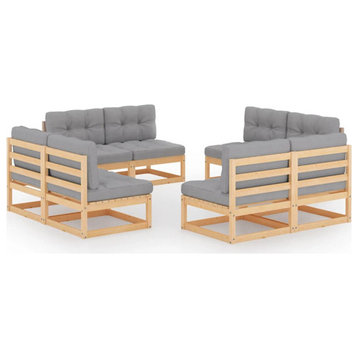vidaXL Patio Furniture Set 8 Piece Outdoor Sofa with Cushions Solid Wood Pine