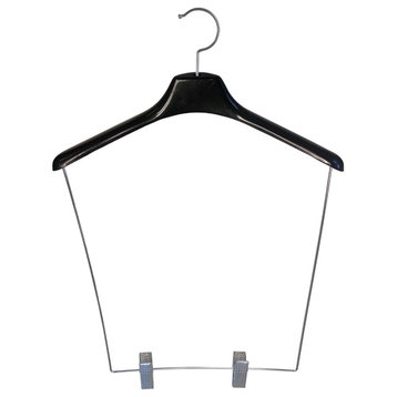 Black Plastic Display Hanger With 12-inch Drop and Clips, Box of 12