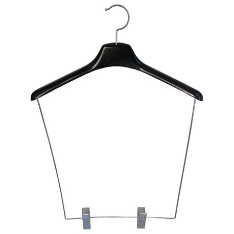 Black Plastic Display Hanger With 12-inch Drop and Clips, Box of 12