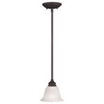 Livex Lighting - Livex Lighting 1340-07 Essex - One Light Mini Pendant - Includes 6",12" & 18" stem sections. Accomodates sEssex One Light Mini Bronze White Alabast *UL Approved: YES Energy Star Qualified: n/a ADA Certified: n/a  *Number of Lights: Lamp: 1-*Wattage:100w Medium Base bulb(s) *Bulb Included:No *Bulb Type:Medium Base *Finish Type:Bronze