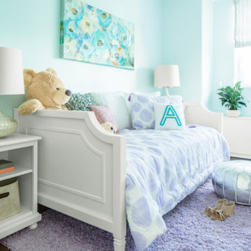 A brighter color scheme was used to differentiate the girl's room from the rest