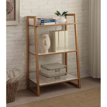 Convenience Concepts Oslo Sundance 3 Tier Shelf in White Wood and Bamboo Finish
