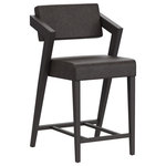 Hillsdale Furniture - Hillsdale Snyder Counter Height Stool - Interesting angles and unique functionality make the Hillsdale Furniture Snyder Non-Swivel Counter Height Stool a strong statement piece. This Modern counter height stool features strikingly angular arms and a seat back that tilts, offering customizable comfort to your guests. Constructed of sturdy wood finished in black with a charcoal faux leather seat and back.  The reinforced footrest provides structural integrity and complements the geometric concept of this stool. Ideal at your counter height dining table or kitchen counter. Assembly required.
