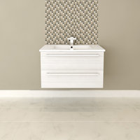 Silhouette 2-Drawer Wall-Mounted Vanity, White Chocolate, 30"