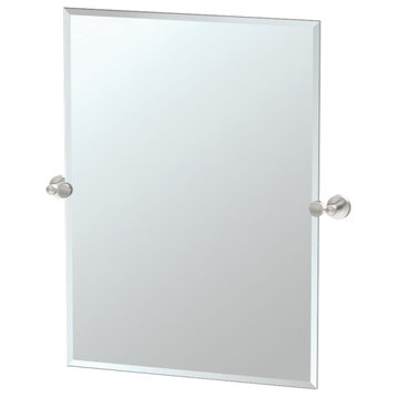 Glam Frameless Rectangle Mirror, Satin Nickel, 31.5"