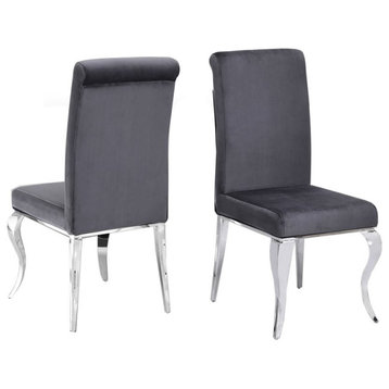 Best Master Furniture Tristan Stainless Steel Dining Chair in Gray (Set of 2)