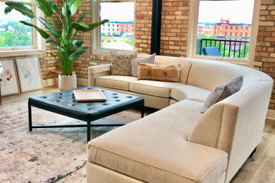 Inspiration for an industrial living room remodel in Grand Rapids