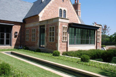 Elegant red stone house exterior photo