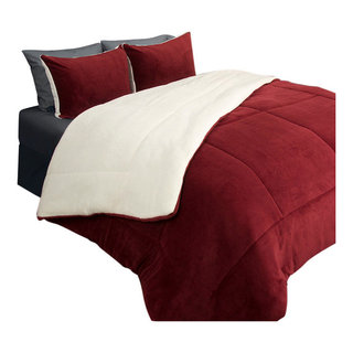 Madison Park Essentials Everest 8-Piece Reversible Queen Comforter Set in Red Plaid