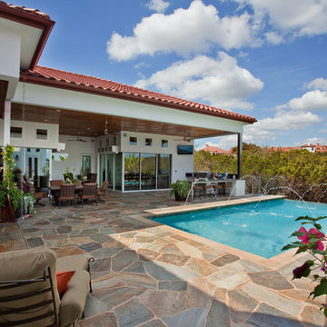 Infinity Edge Pool With Fire Feature