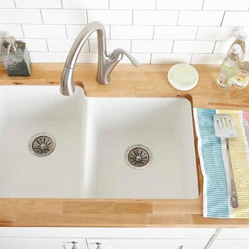 Quartz Classic Double Bowl Undermount Sink, White