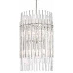 Hudson Valley Lighting - Wallis, 8 Light, Pendant, Polished Nickel Finish, Clear Glass - From the side or from underneath, Wallis presents an interesting perspective. By layering glass and metal rods at staggered but even lengths in a classic drum shape, Wallis manages to feel both contemporary and familiar. At the same time, it directs light vertically and diffuses it horizontally.