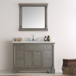 49 inch Antique Silver Bathroom Vanity with Mirror Carrera Marble Countertop - Bathroom Vanities And Sink Consoles