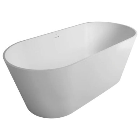 Vanity Art Solid Surface Resin Stone Freestanding Bathtub, Matte White, 59"x29.5"