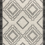 JONATHAN Y - Amir Moroccan Beni Souk Rug, Cream/Black, 5 X 8 - Moroccan influences abound in the geometric design of this rug. Shades charcoal black create a lively medallion design against a deep ivory background. Add graphic impact to a modern room, or make this rug part of your Boho-chic story.