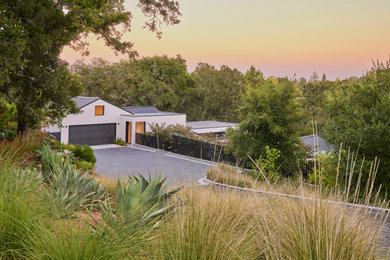 Design ideas for a contemporary full sun front yard stone driveway in San Francisco.