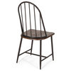 Conwell Farmhouse Spindle Back Dining Chairs (Set of 2), Dark Brown and Black