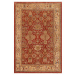 Bareens Designer Rugs - Shabby Chic Ziegler Sonya Rust Beige Hand-Knotted Wool Rug - 9'1'' x 11'3'' - Enhance the ambiance of your home with this magnificent Persian-influenced Turkish hand-knotted rug made by skilled artisans capable of creating the most exceptional vegetable dyes and hand-spun wool. This exquisite handmade rug is a one-of-a-kind Peshawar Kafkaz, otherwise identified as Chobi, Chobi Peshawar, Oushak, or Ziegler rug. These handmade rugs are crafted in Pakistan utilizing superior-quality wool imported from Australia, New Zealand, and Korea in two types of weaves: the Persian weave and the Mori weave. This rug is meticulously crafted by hand using the finest natural vegetable dyes extracted from local plants. The artisans use a blend of hand-spun local and fine merino wool, resulting in a rug with a compelling texture, higher lanolin content, and longer staple. The artisans occasionally incorporate natural or artificial silk into the pile to enhance specific motifs. The finished product is an awe-inspiring execution of flawless design and an understated palette that exudes elegance.