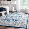 Transitional Medallion Floral Rug, Aqua, 5'x7'5"