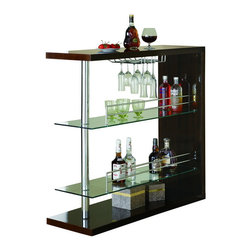 Cappuccino Glossy/Chrome Metal Bar Table - Products
