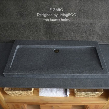 GRANITE TROUGH BATHROOM SINK 39"x19" IN TRENDY GRAY NATURAL STONE - FIGARO