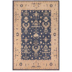 Bareens Designer Rugs - Chic Ziegler Cassandr Bluish Gray Beige Hand-Knotted Wool Rug - 9'3'' x 11'9'' - Enhance the ambiance of your home with this magnificent Persian-influenced Turkish hand-knotted rug made by skilled artisans capable of creating the most exceptional vegetable dyes and hand-spun wool. This exquisite handmade rug is a one-of-a-kind Peshawar Kafkaz, otherwise identified as Chobi, Chobi Peshawar, Oushak, or Ziegler rug. These handmade rugs are crafted in Pakistan utilizing superior-quality wool imported from Australia, New Zealand, and Korea in two types of weaves: the Persian weave and the Mori weave. This rug is meticulously crafted by hand using the finest natural vegetable dyes extracted from local plants. The artisans use a blend of hand-spun local and fine merino wool, resulting in a rug with a compelling texture, higher lanolin content, and longer staple. The artisans occasionally incorporate natural or artificial silk into the pile to enhance specific motifs. The finished product is an awe-inspiring execution of flawless design and an understated palette that exudes elegance.