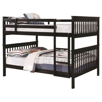 Bowery Hill Transitional Wood Full Over Full Bunk Bed in Black