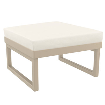Mykonos Ottoman Taupe With Acrylic Fabric Natural Cushion
